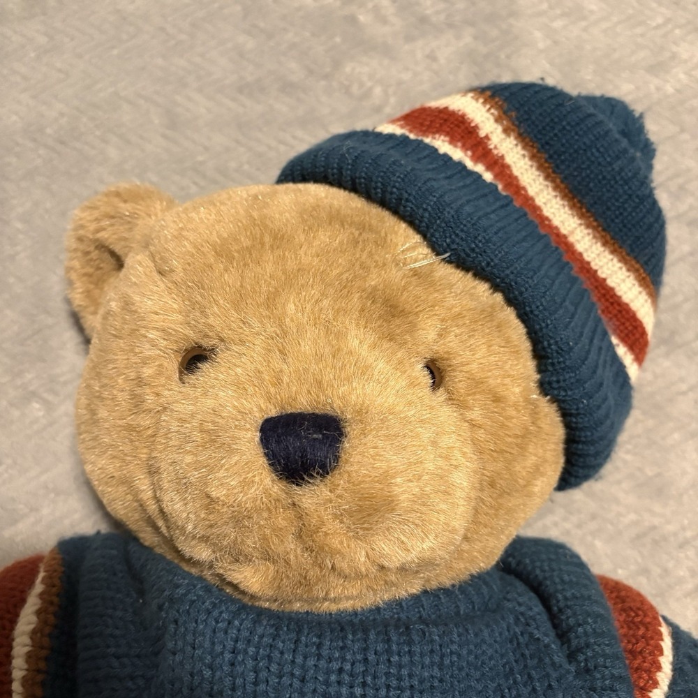 Vintage 1984 CHOSUN INTERNATIONAL Teddy Bear Plush with Blue Sweater and Hat - Picture 5 of 16